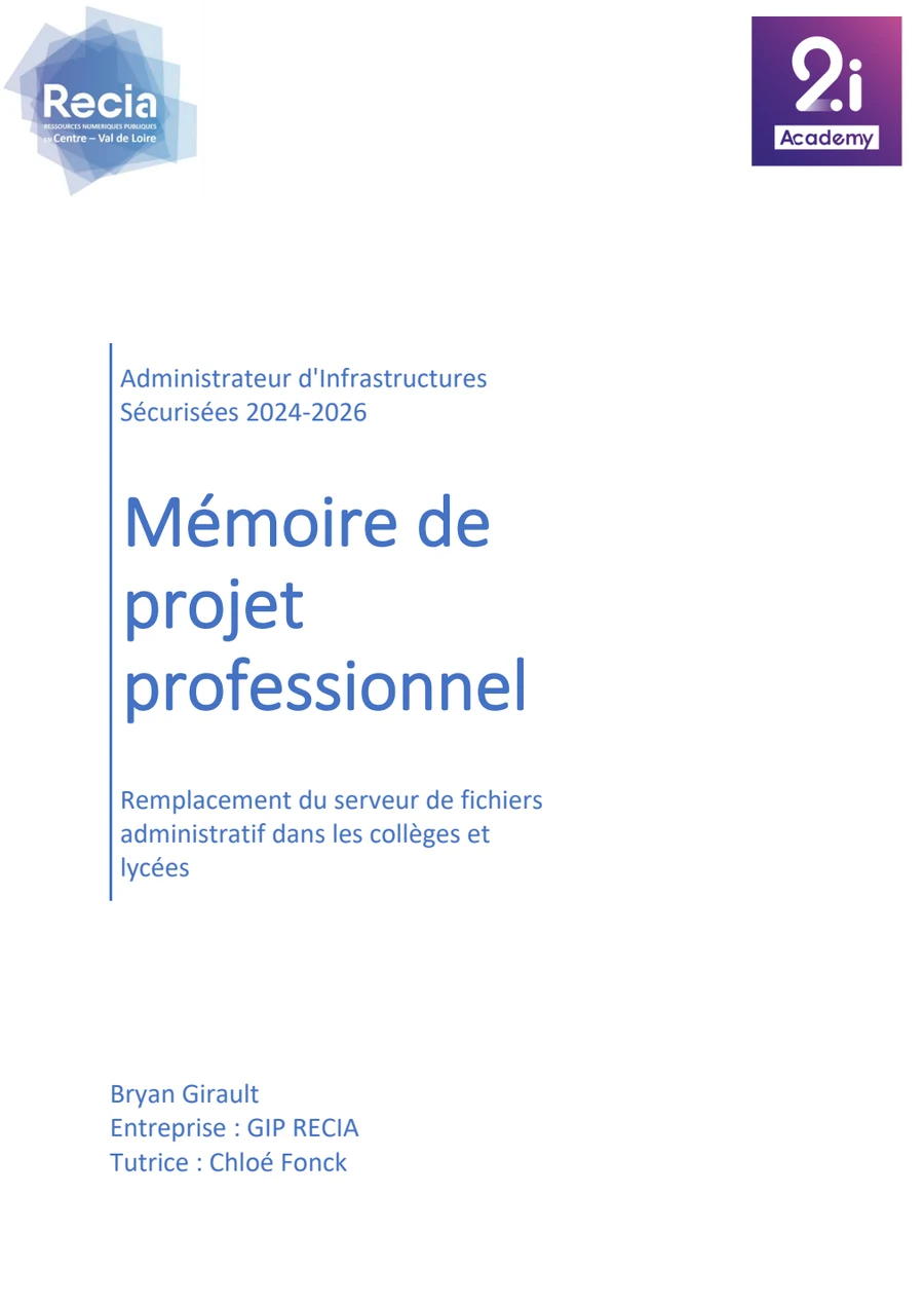 Couverture du mémoire AIS de Bryan Girault